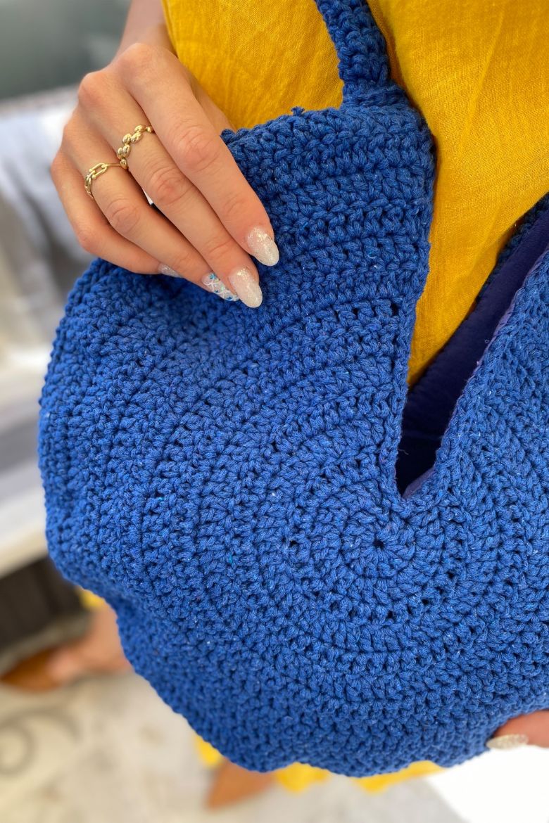 Yuvarlak Makrome Özel Tasarım El Örgüsü Omuz Çanta  SAKS resmi