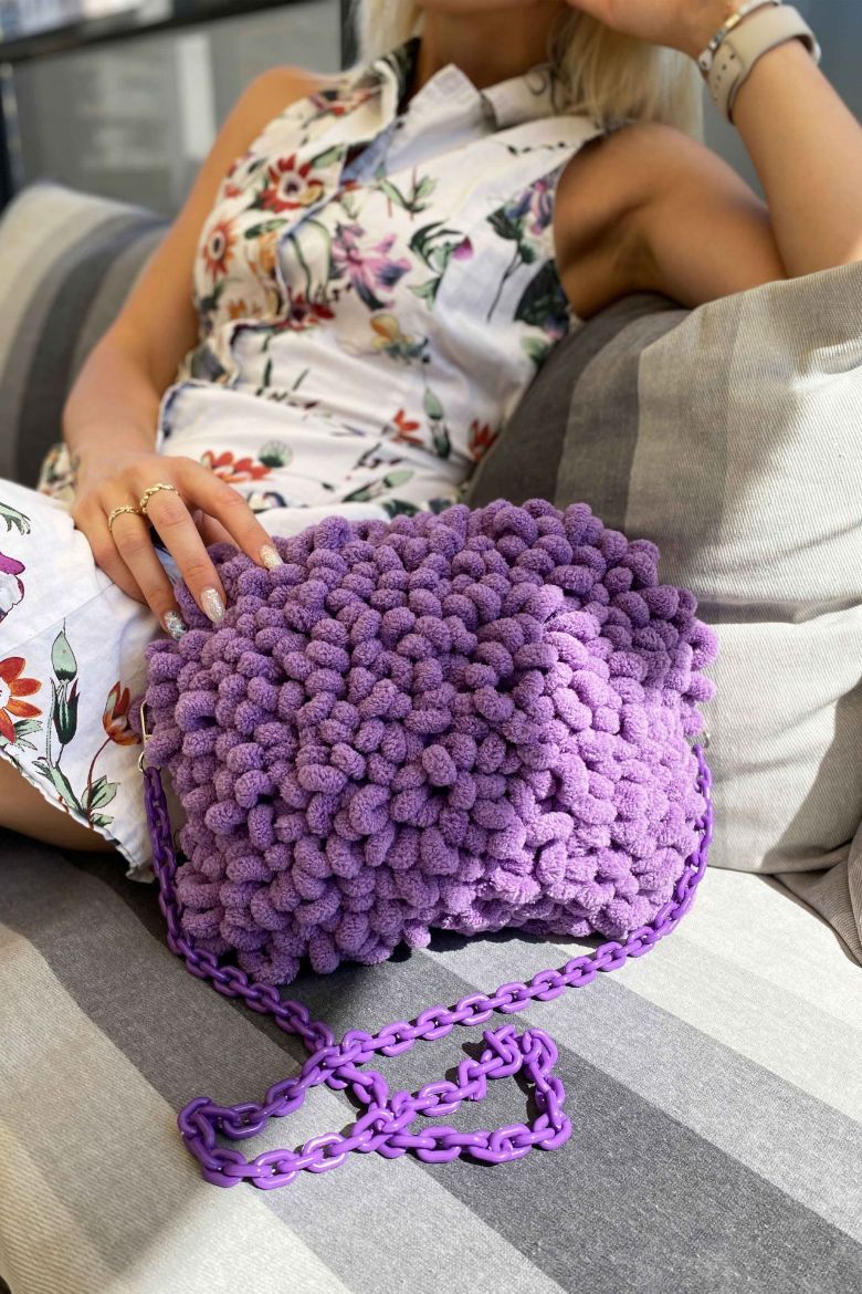 Zincir Askılı Özel Tasarım Mop Çanta  MOR resmi