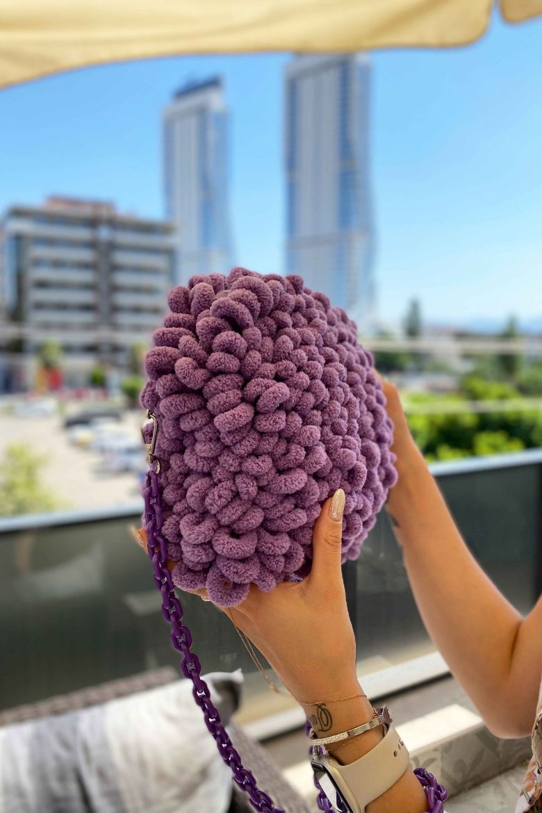 Zincir Askılı Özel Tasarım Mop Çanta  MOR resmi