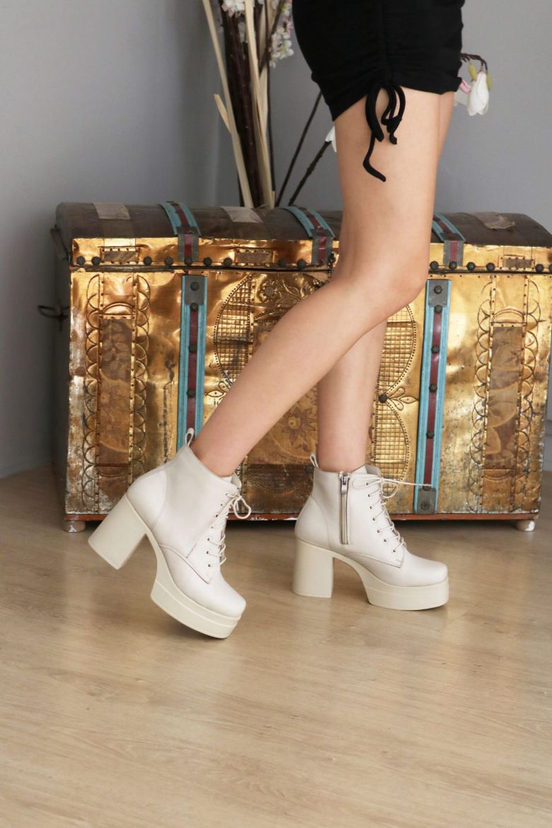 Bağcıklı Platform Kalın Topuklu Kadın Bot  TEN  resmi