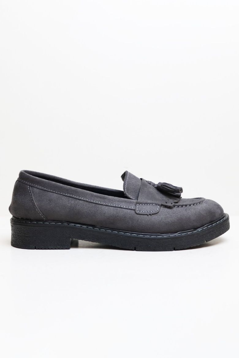 Püskül Detaylı Süet Kadın Loafer  ANTRASİT resmi