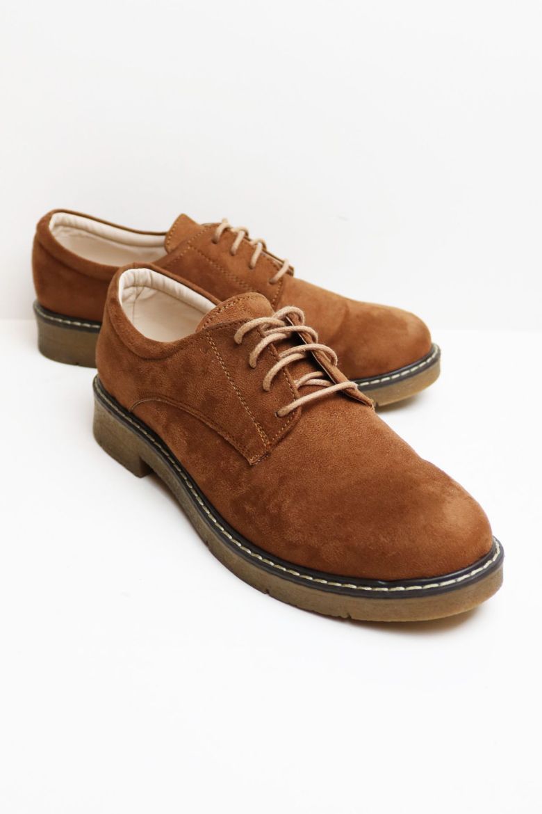 Bağcıklı Düz Taban Kadın Loafer  TABA SÜET resmi