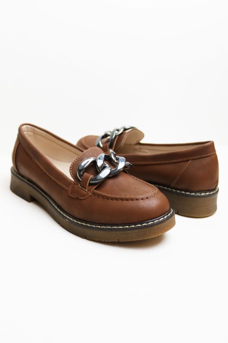 Zincir Detaylı  Düz Taban Kadın Loafer  TABA resmi