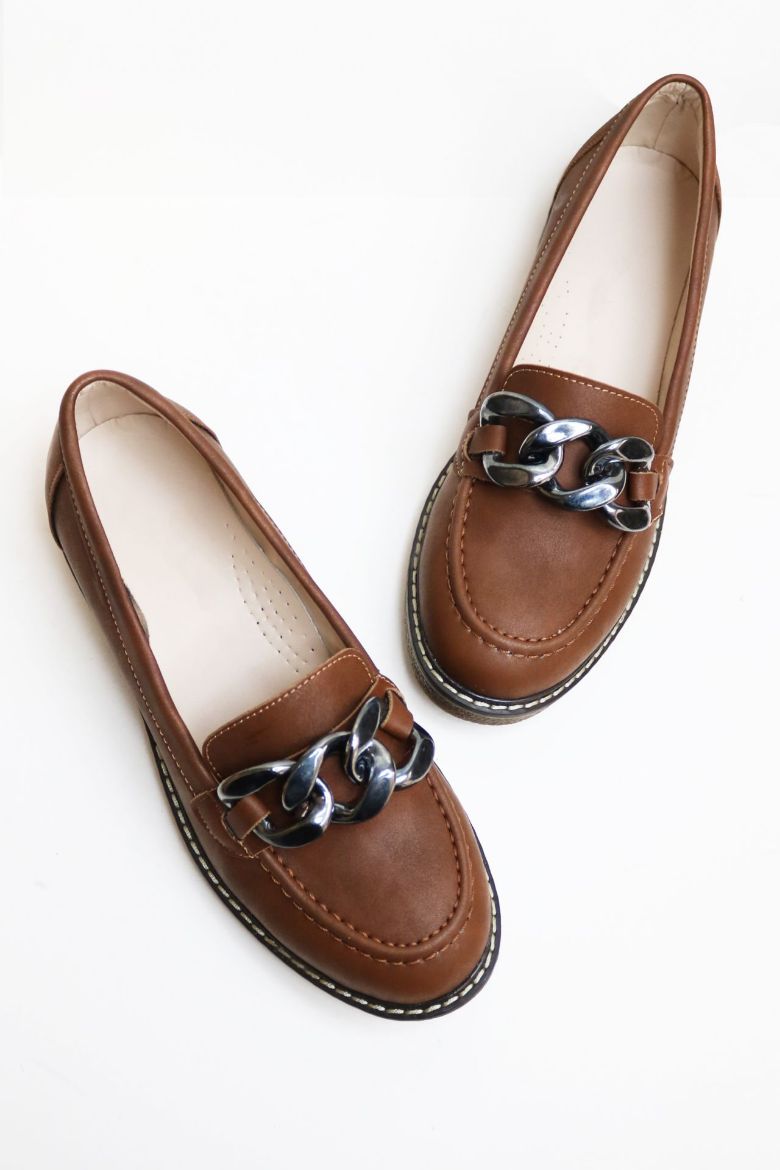 Zincir Detaylı  Düz Taban Kadın Loafer  TABA resmi