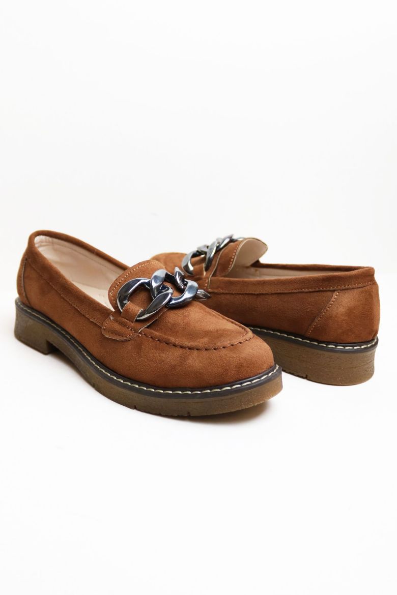 Zincir Detaylı  Düz Taban Kadın Loafer  TABA SÜET resmi