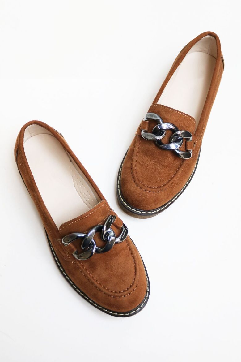 Zincir Detaylı  Düz Taban Kadın Loafer  TABA SÜET resmi