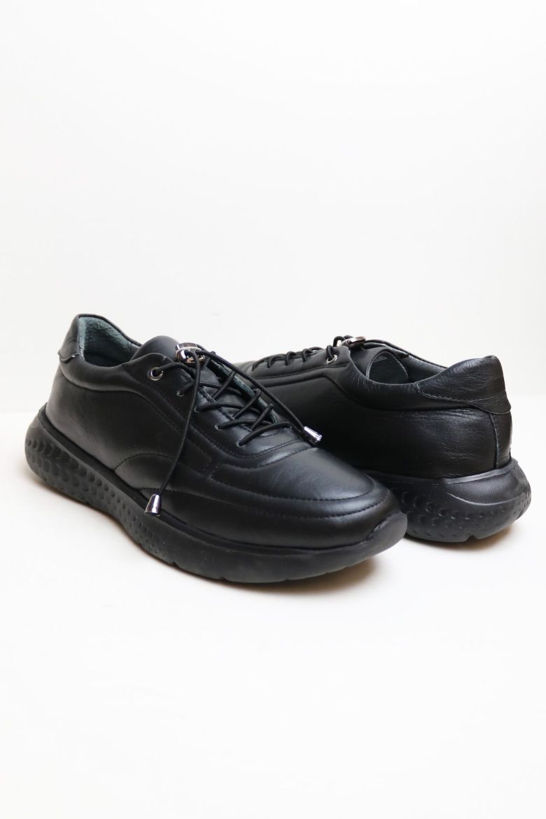 Bağcıklı Ortopedik Taban Günlük Ayakkabı  SİYAH resmi