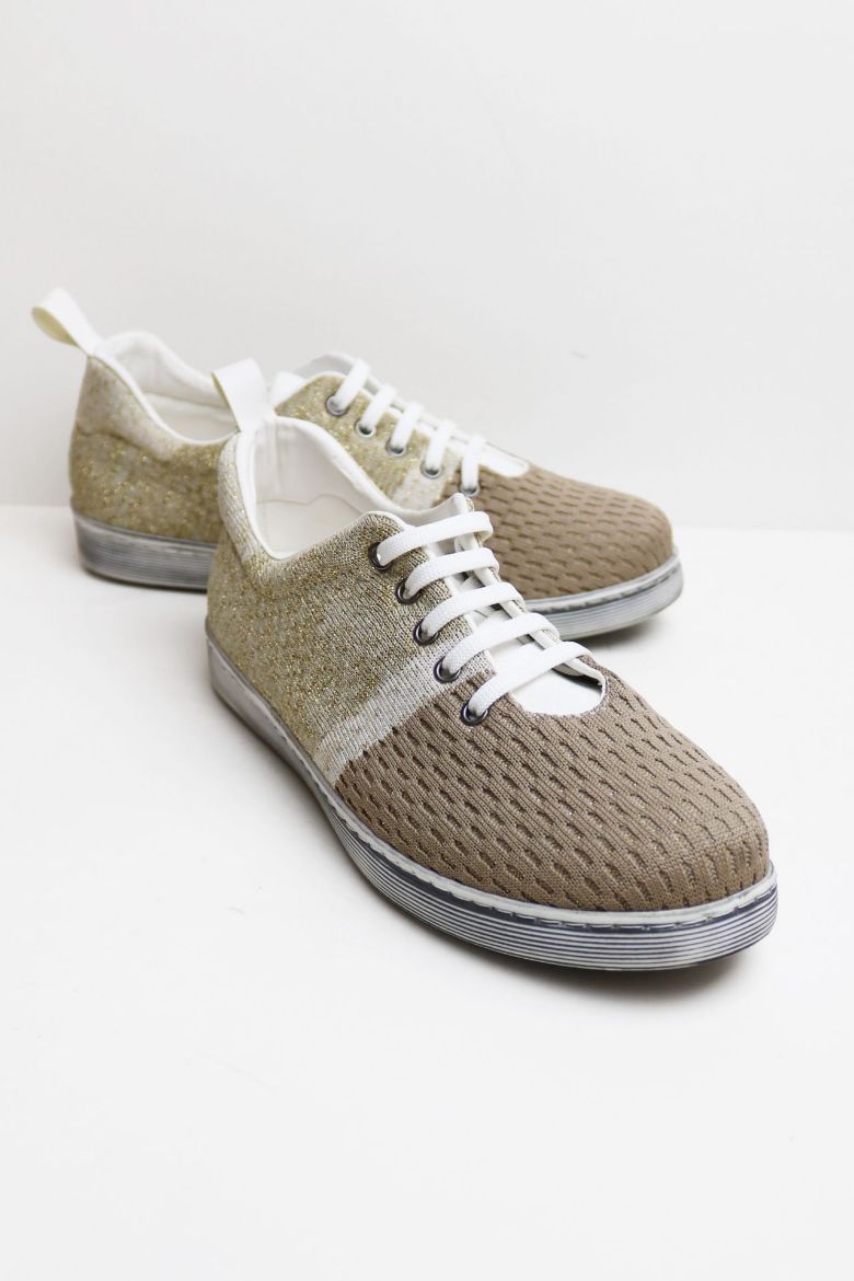 Bağcıklı Düz Taban Triko Kadın Günlük Ayakkabı  KAHVE resmi