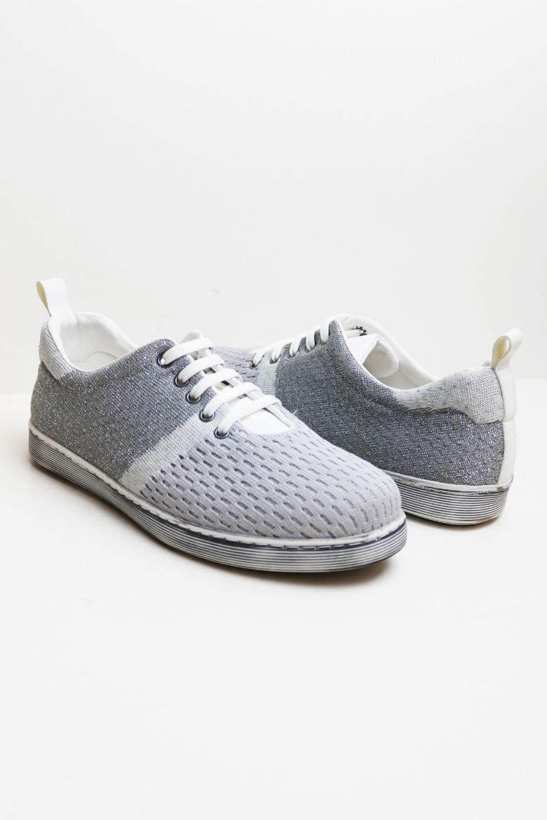 Bağcıklı Düz Taban Triko Kadın Günlük Ayakkabı  GRİ resmi