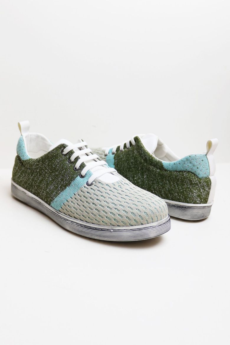 Bağcıklı Düz Taban Triko Kadın Günlük Ayakkabı  YEŞİL resmi