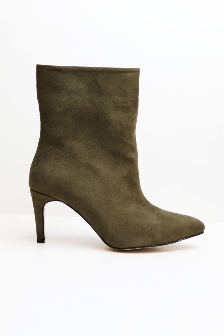 Sivri Burun Bilek Üstü Ince Topuklu Kadın Bot  HAKİ resmi