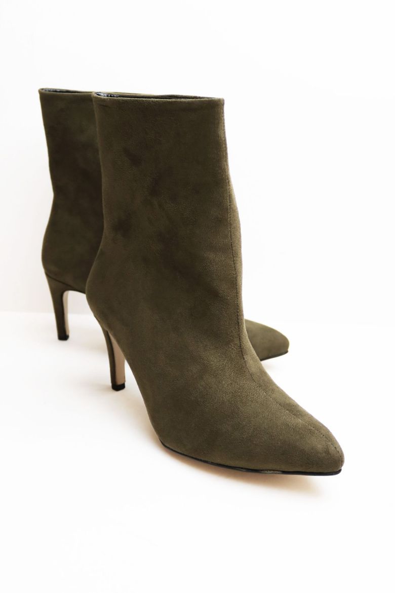 Sivri Burun Bilek Üstü Ince Topuklu Kadın Bot  HAKİ resmi