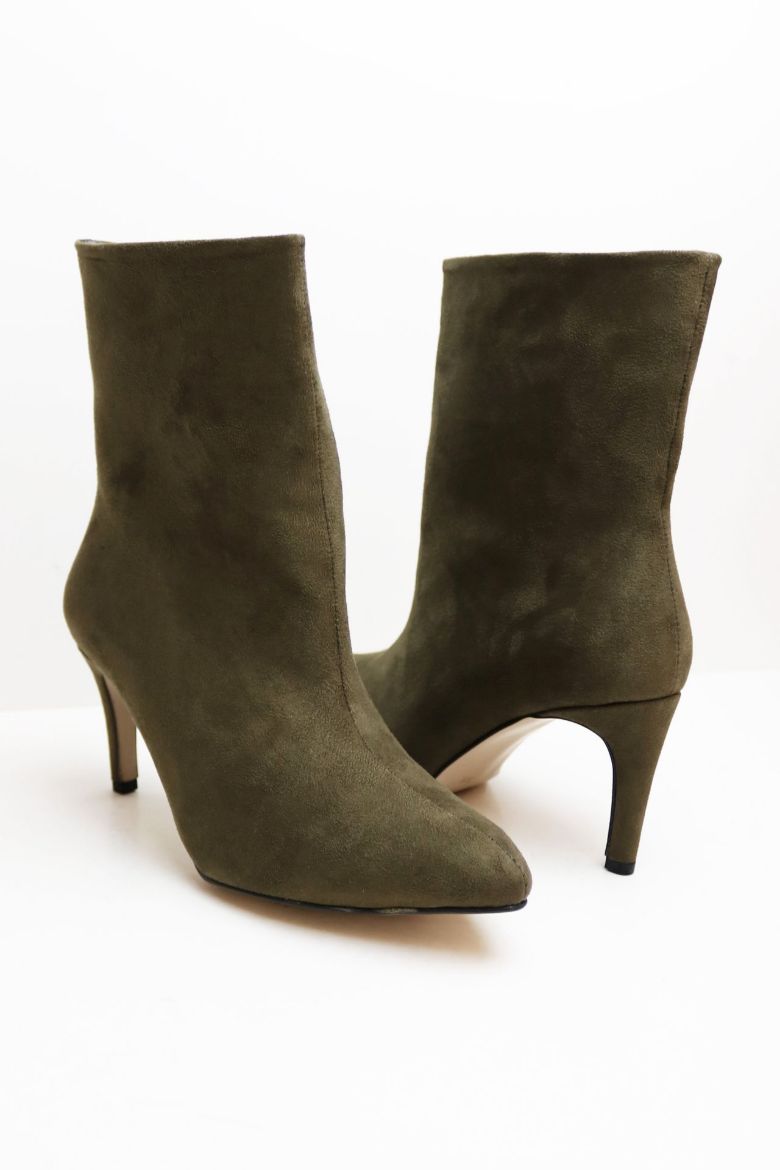 Sivri Burun Bilek Üstü Ince Topuklu Kadın Bot  HAKİ resmi