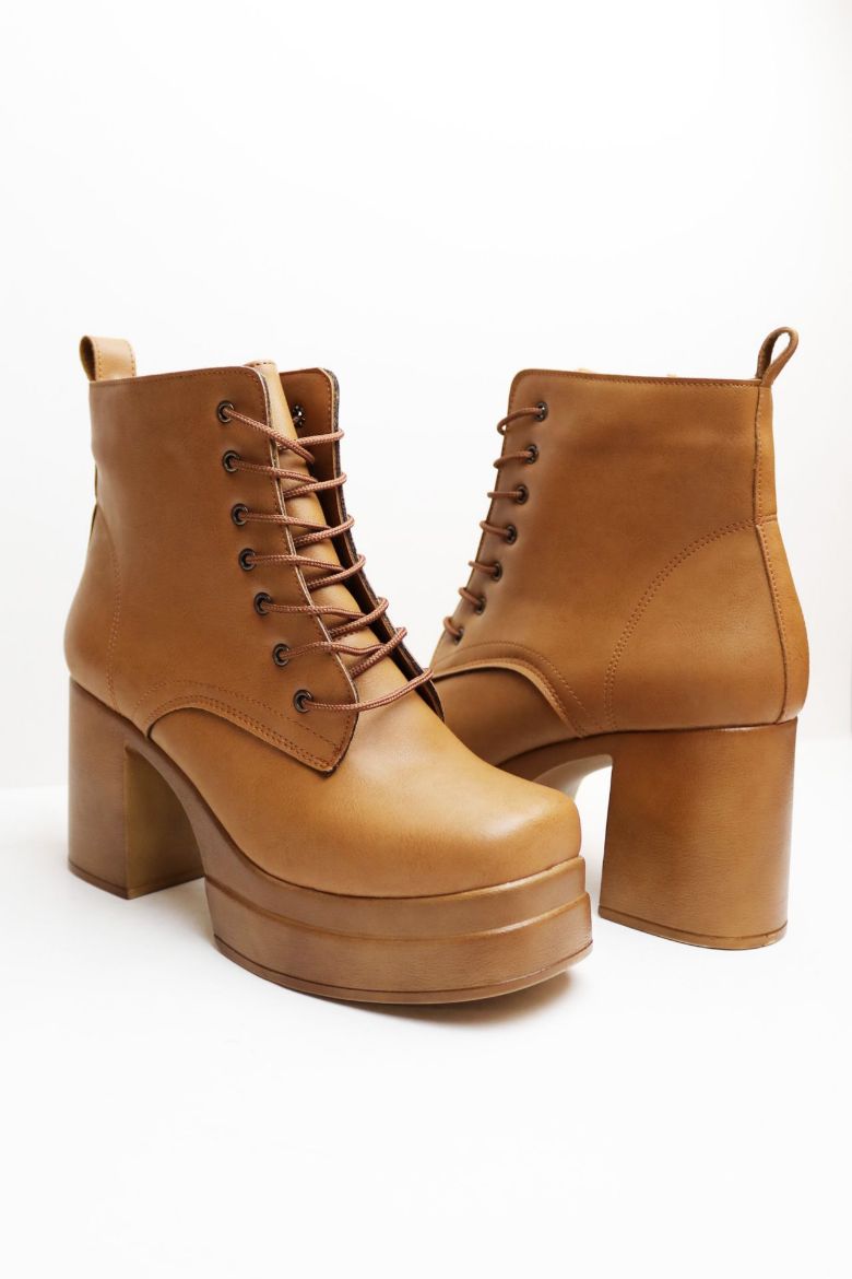 Bağcıklı Platform Kalın Topuklu Kadın Bot  TABA resmi