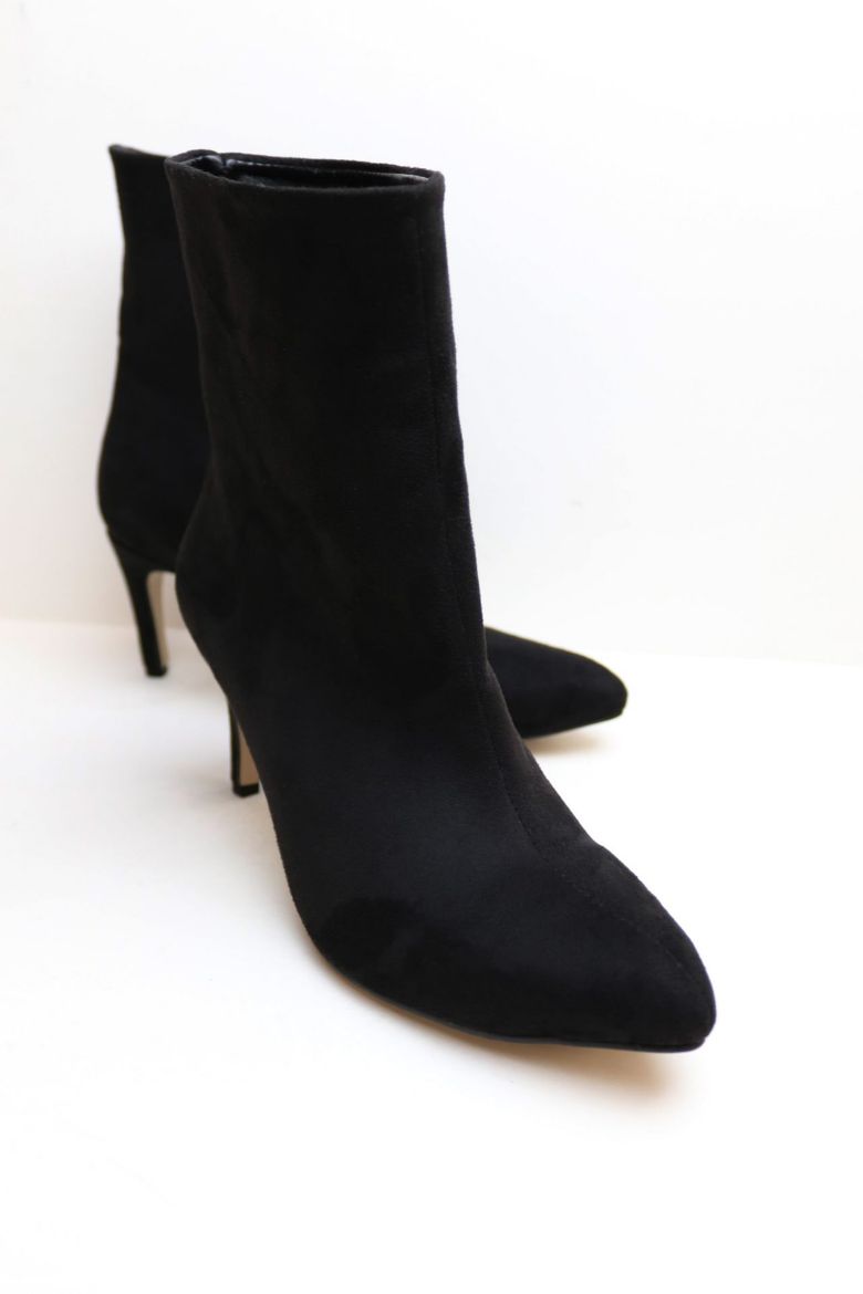 Sivri Burun Bilek Üstü Ince Topuklu Kadın Bot  SİYAH SÜET resmi