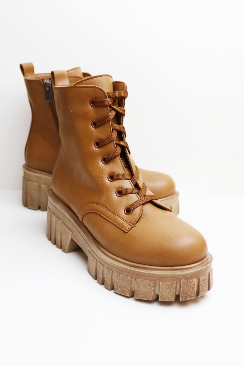 Bağcıklı Kalın Taban Kalın Topuklu Kadın Bot  TABA resmi