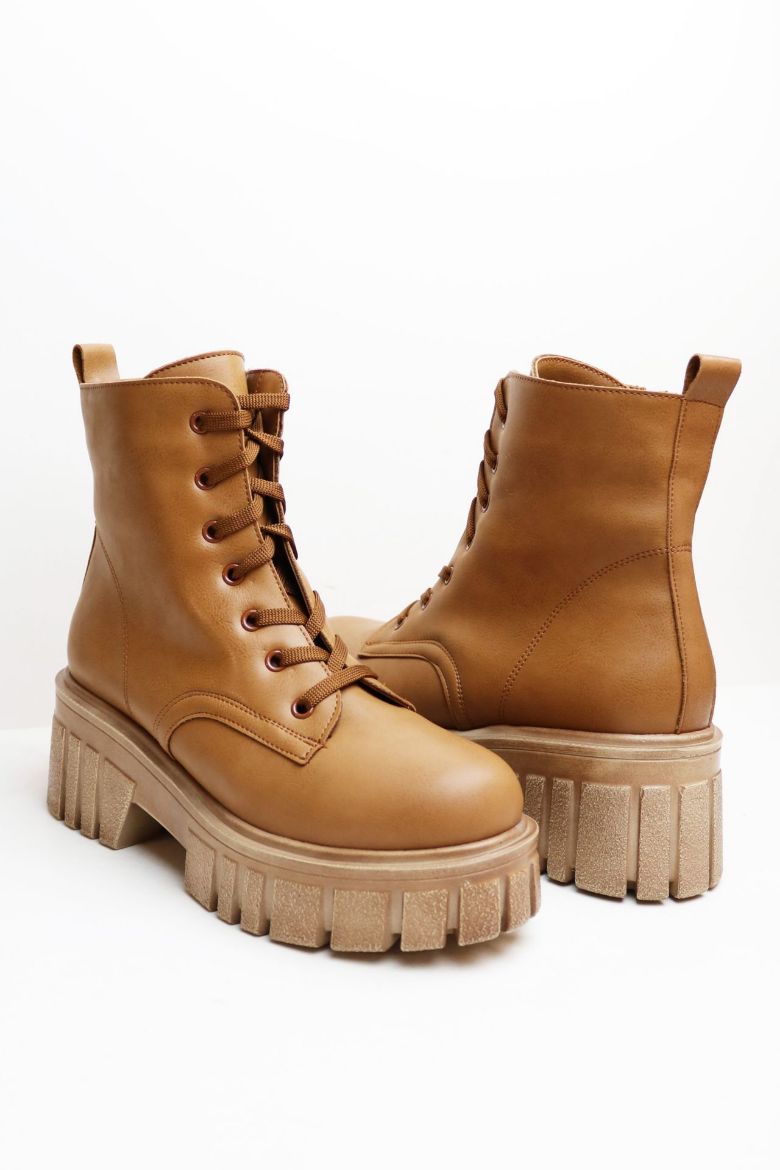 Bağcıklı Kalın Taban Kalın Topuklu Kadın Bot  TABA resmi