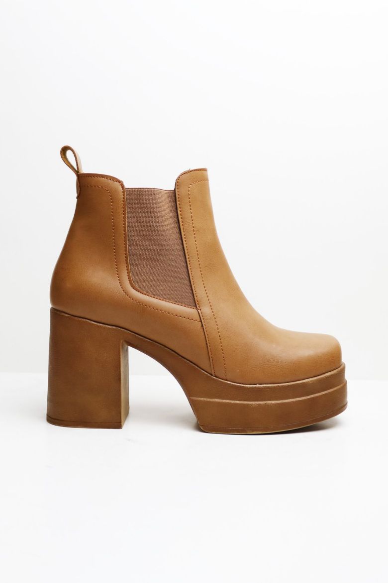 Lastik Detaylı Platform Kalın Topuklu Kadın Bot  TABA resmi