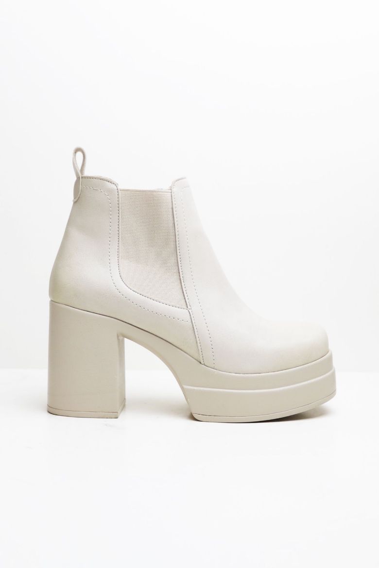Lastik Detaylı Platform Kalın Topuklu Kadın Bot  TEN  resmi