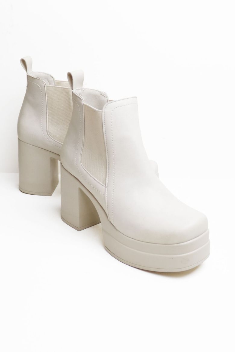 Lastik Detaylı Platform Kalın Topuklu Kadın Bot  TEN  resmi