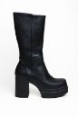 Içi Tüylü Küt Burun Platform Kalın Topuklu Kadın Çizme  SİYAH