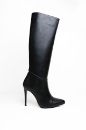 Sivri Burun Diz Üstü Ince Topuklu Kadın Çizme  SİYAH