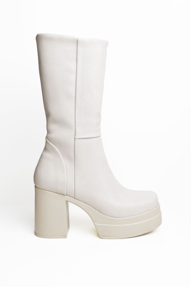 Içi Tüylü Küt Burun Platform Kalın Topuklu Kadın Çizme  TEN  resmi