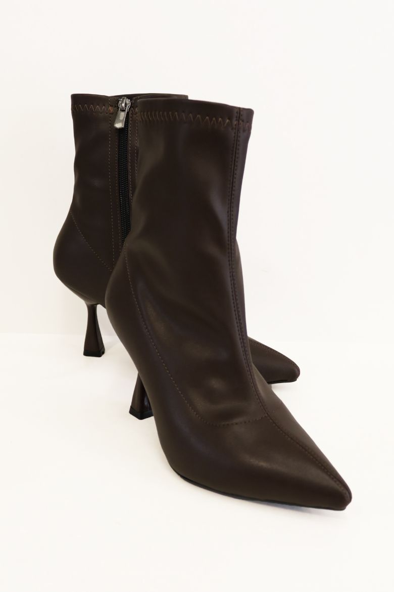 Sivri Burun Kadeh Topuk Cilt Kadın Bot  KAHVE resmi