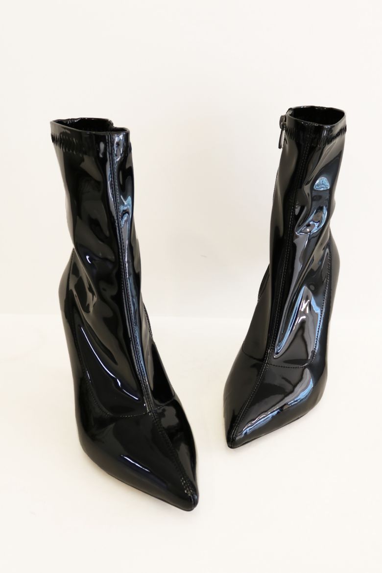 Sivri Burun Kadeh Topuk Cilt Kadın Bot  SİYAH RUGAN resmi